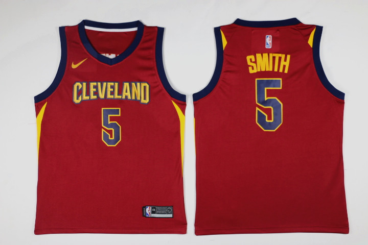 Men Cleveland Cavaliers #5 Smith Red Game Nike NBA Jerseys-0